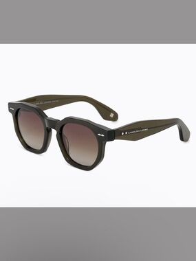 Carolina Lemke Olive Green Round Sunglasses